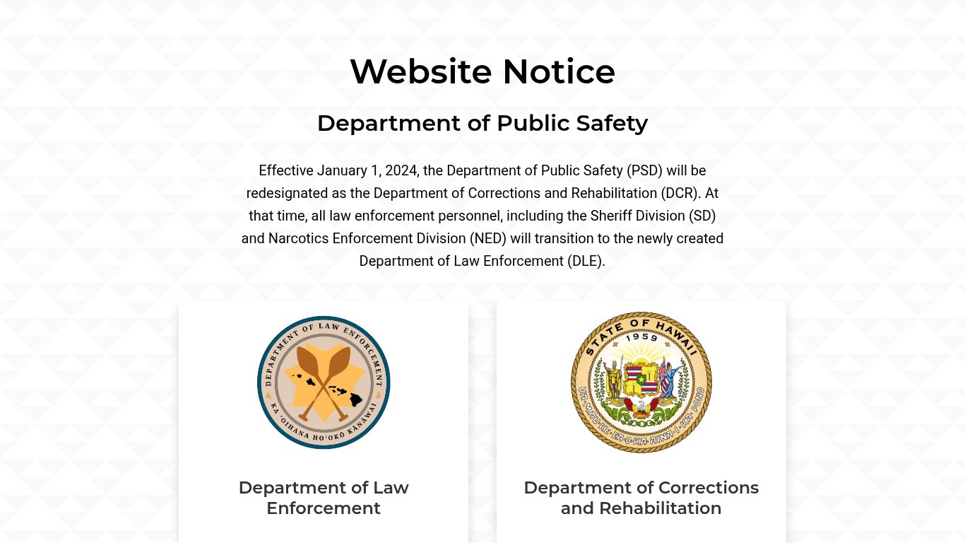 Hawaii Department of Public Safety Inmate Search