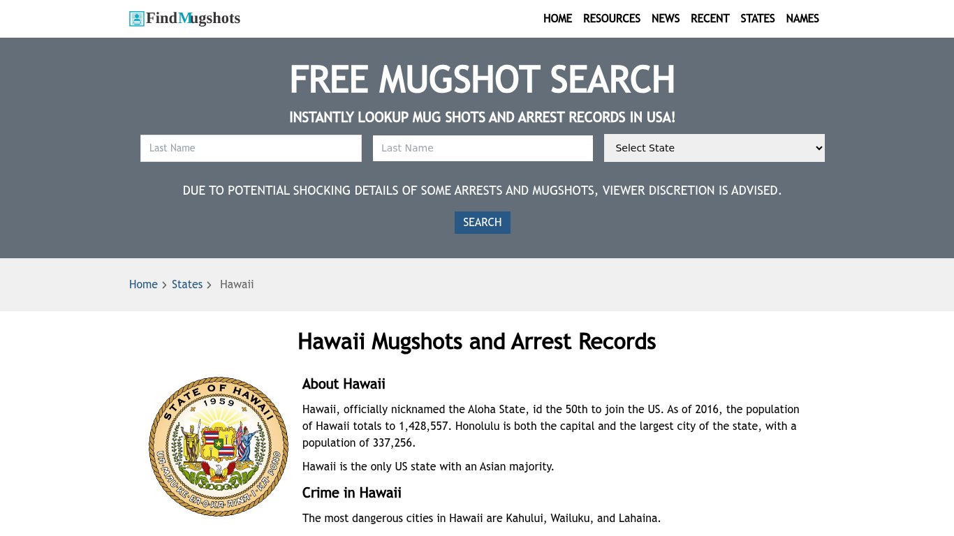 Find Hawaii Mugshots - Find Mugshots